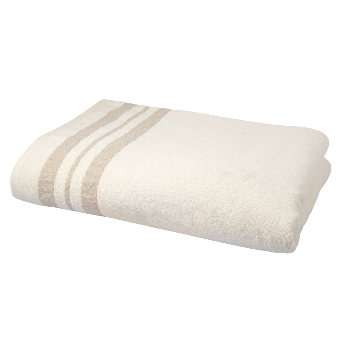 Bild 1 von Duschtuch mit Streifen WEISS / TAUPE