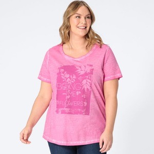 Damen-T-Shirt mit Wasch-Effekten, große Größen ,Pink