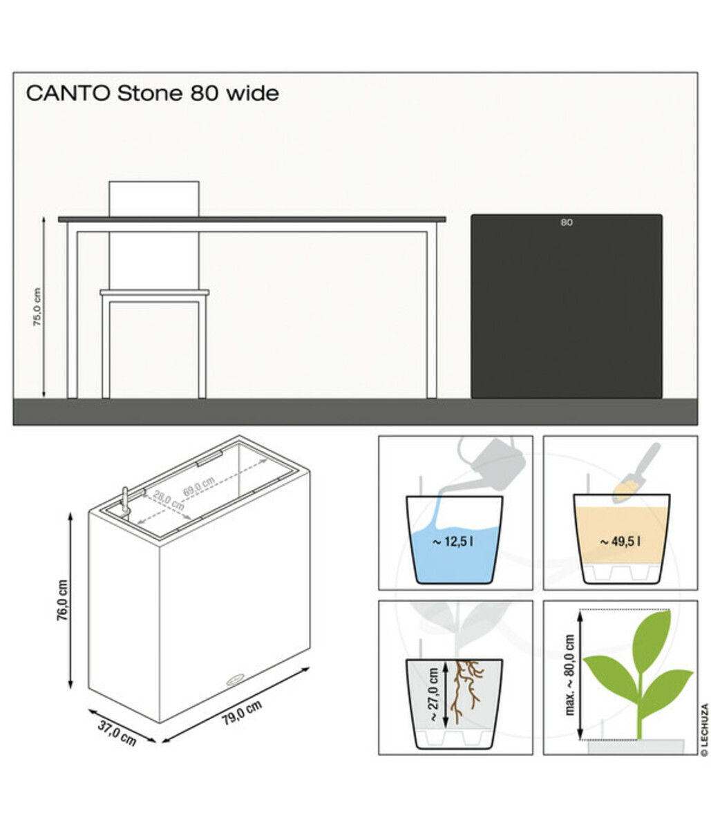Bild 2 von LECHUZA® Kunststoff-Kasten Canto Stone, rechteckig, ca. B79/H76/T37 cm