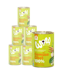 WOW® Nassfutter für Hunde Pur, 100 % Gemüse & Obst, 6 x 400 g