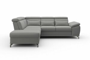 Sit&more Ecksofa Cabrio, mit Sitztiefenverstellung und Federkern, 3 Nierenkissen, Grau