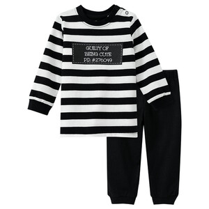 Baby Schlafanzug mit Gefängnis-Design SCHWARZ / WEISS