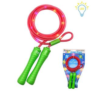 ALLDORO LED Springseil für Kinder mit Leuchteffekt, pink/grün, 240 cm lang, verstellbar