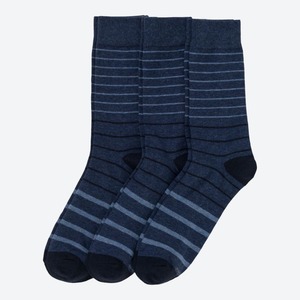 Herren-Socken mit Streifendesign, 3er-Pack ,Blue