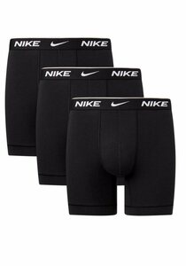 NIKE Underwear Boxer (3-St) mit besonders langem Bein und Nike Logobund, Schwarz