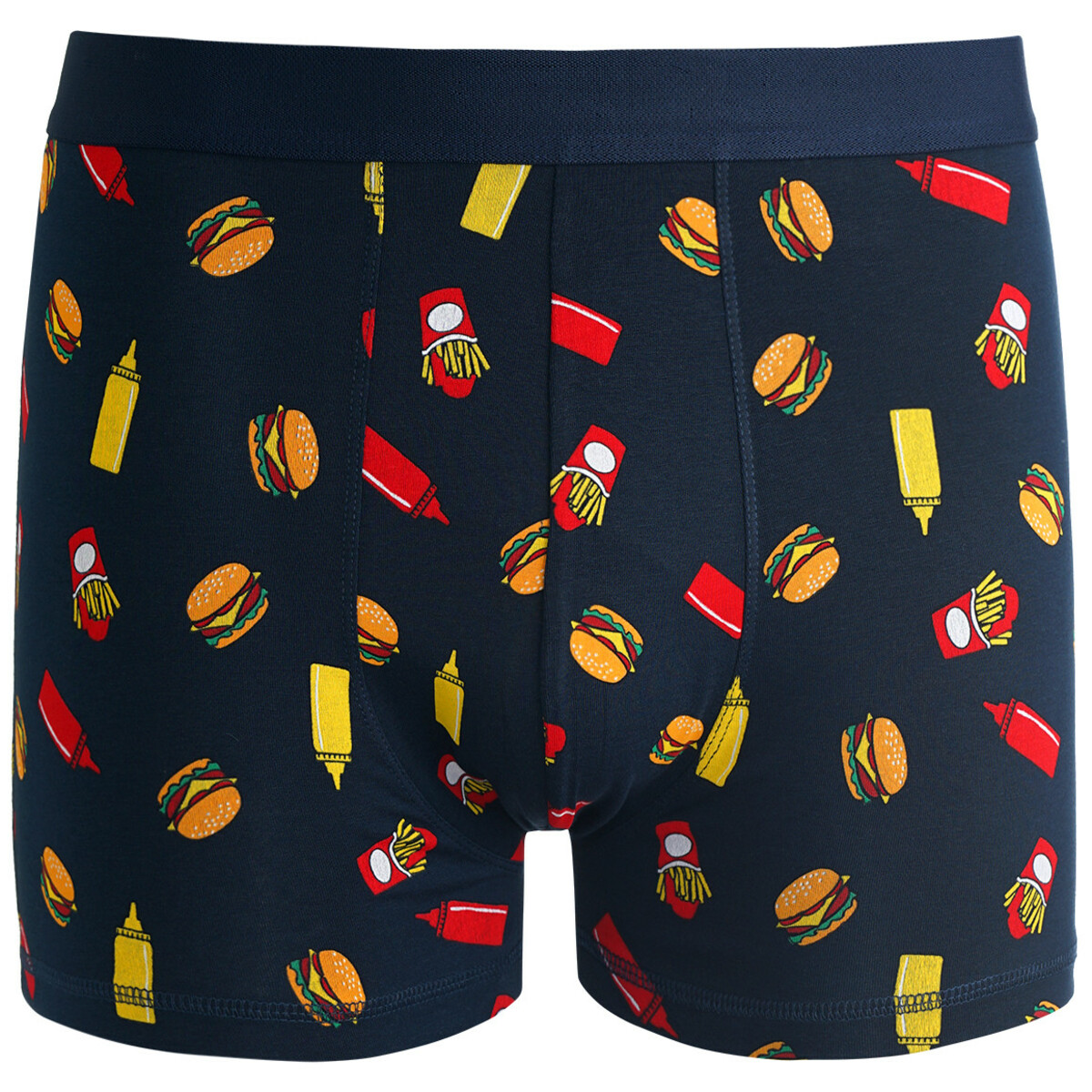Bild 1 von Herren Retroshorts mit Burger-Motiven DUNKELBLAU