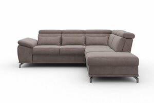 Sit&more Ecksofa Cabrio, mit Sitztiefenverstellung und Federkern, 3 Nierenkissen, Braun