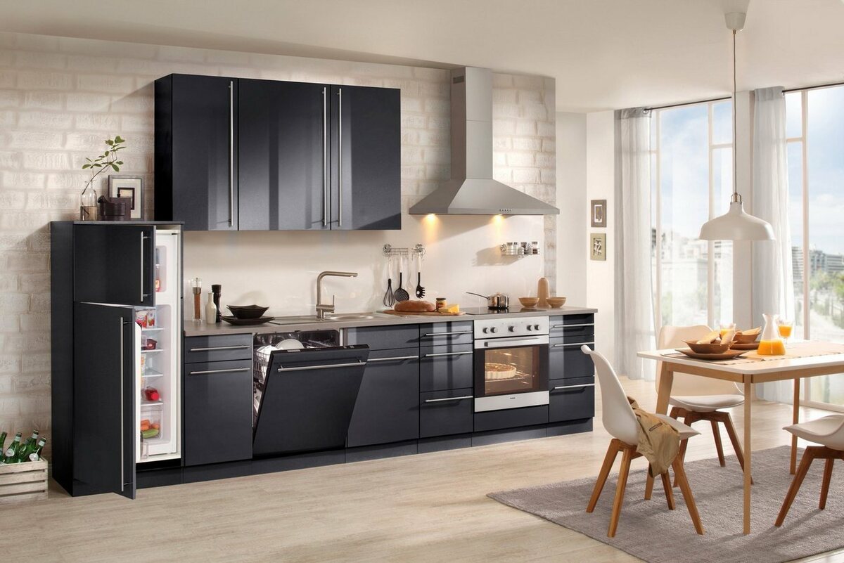 Bild 1 von Wiho Küchen Hängeschrank Chicago 60 cm breit, 90 cm hoch, für viel Stauraum, Schwarz