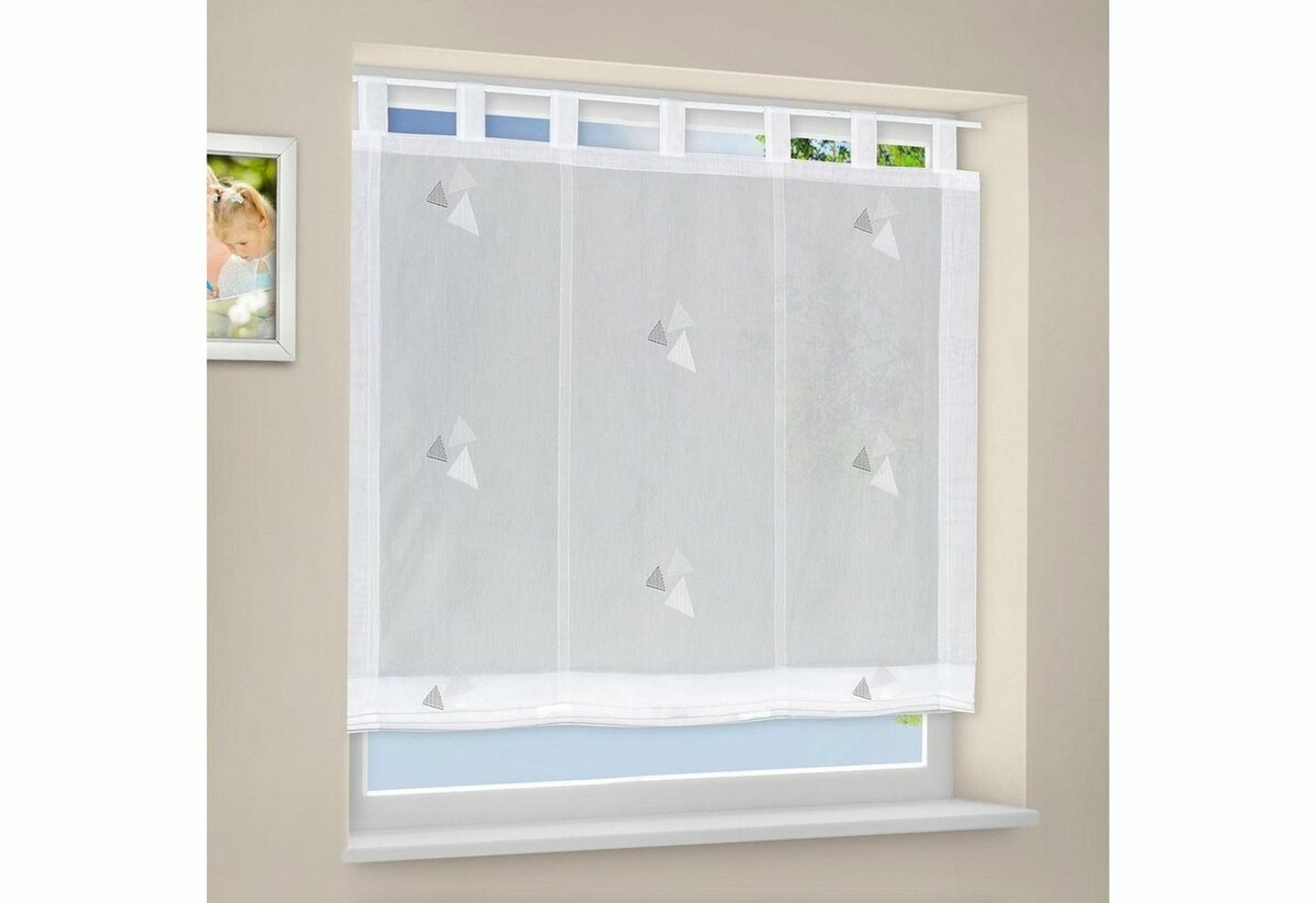 Bild 1 von Raffrollo Rahel, Gerster, mit Schlaufen, freihängend, Schlaufenrollo Rahel, halbtransparent, Weiß