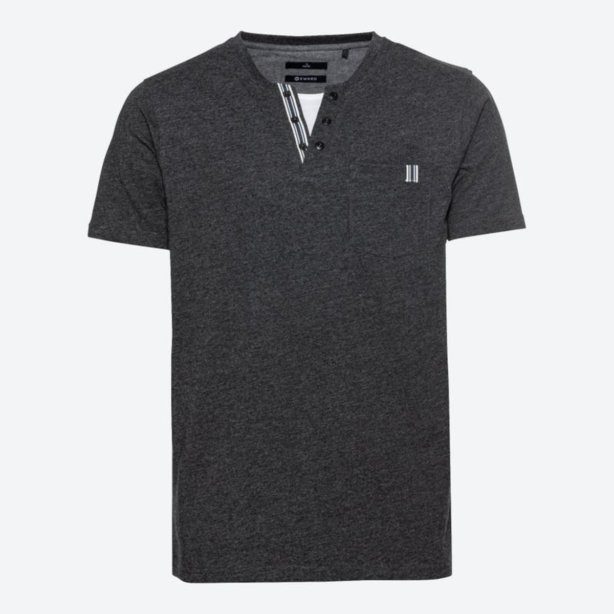 Bild 1 von Herren-T-Shirt mit Henley-Kragen ,Anthracite