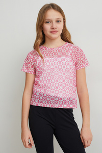 C&A Set-Kurzarmshirt und Top-2 teilig, Pink, Größe: 122-128