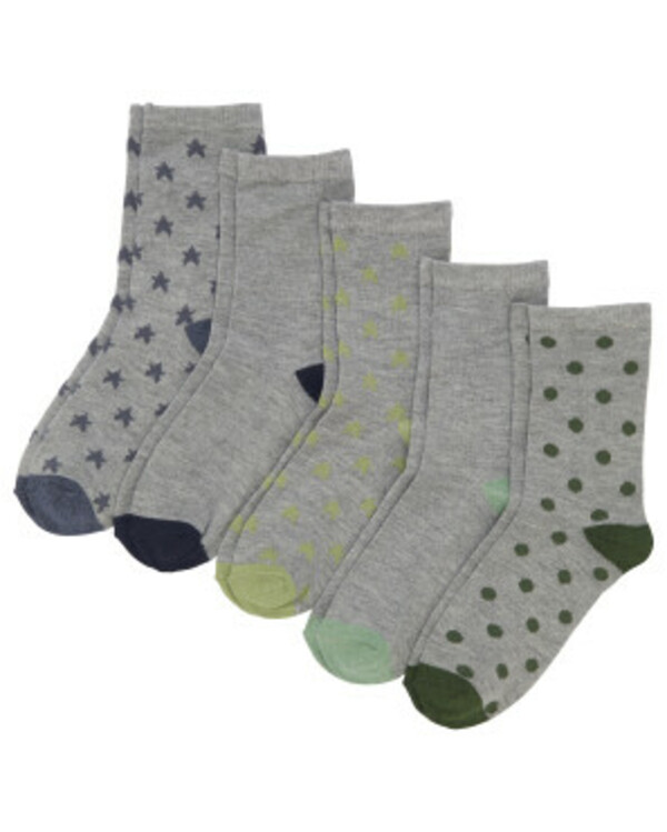 Bild 1 von Mehrfachpack Socken
       
      5er-Pack, Kiki & Koko, verschiedene Designs
     
      grau/grün