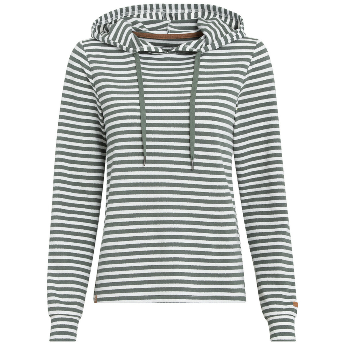 Bild 1 von Damen Langarmshirt mit Kapuze DUNKELGRÜN / WEISS