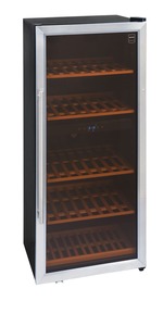 METRO Professional Weinkühler GWC3091, Edelstahl /Glas, 54 x 54 x 123.5 cm, 91 Flaschen, schwarz / silber