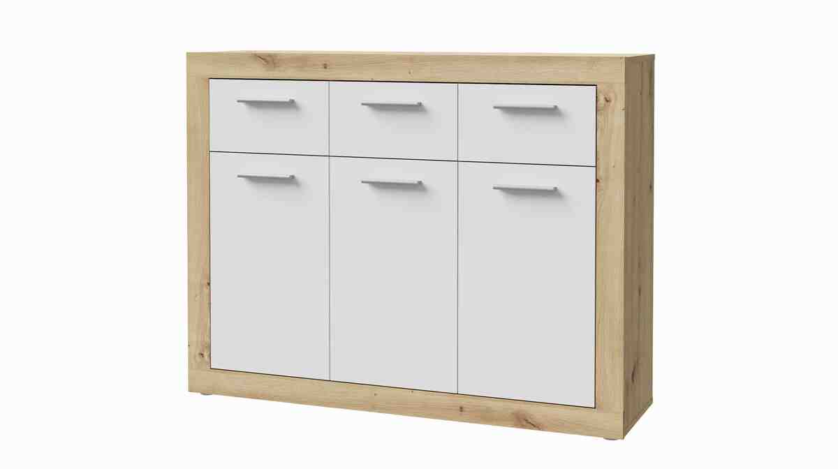 Bild 1 von Kommode Artisan Eiche - weiß 118 x 92 cm 3-türig - BACCIO