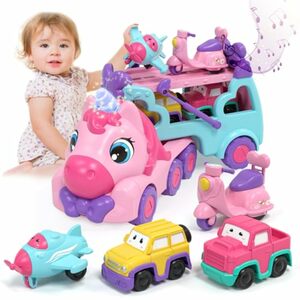 Lehoo Castle Spielzeug ab 2 Jahre, Kinderspielzeug ab 2 Jahre Mädchen mit Licht und Musik, LKW Auto Spielzeug 2 3 4 5 Jahre