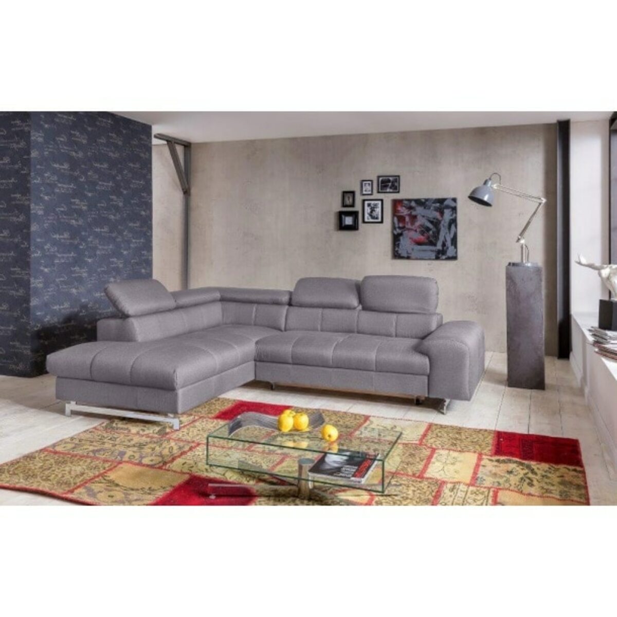 Bild 1 von Ecksofa Chef Flachgewebe Grau inkl. Bettfunktion