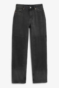 Monki Highwaist-Jeans in verwaschenem Schwarz Verwaschenes, Straight Größe W 25. Farbe: Washed black