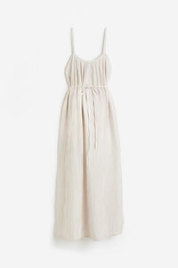 H&M MAMA Baumwollkleid in A-Linie Beige/Weiß gestreift, Kleider Größe L. Farbe: Beige/white striped