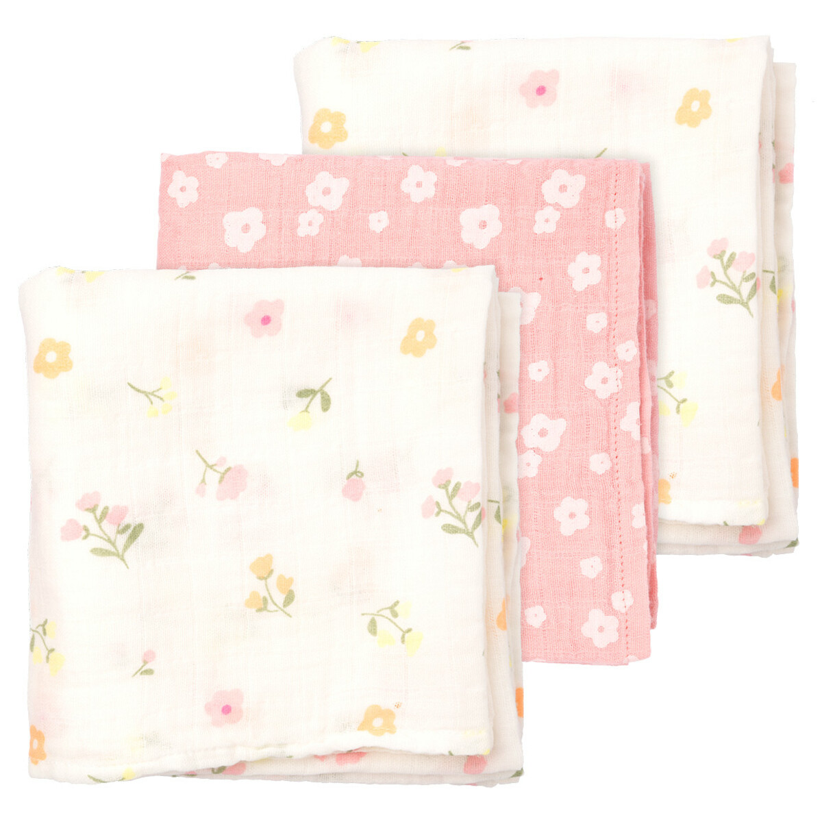 Bild 1 von 3 Musselintücher mit Blumen-Prints ROSA / WEISS