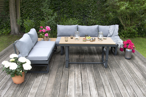bellavista - Home & Garden® "Largo", 2 in 1: Sonnenliege & Loungeset aus Aluminium, Anthrazit