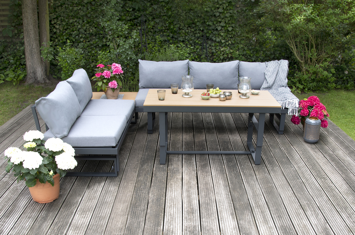Bild 1 von bellavista - Home & Garden® "Largo", 2 in 1: Sonnenliege & Loungeset aus Aluminium, Anthrazit