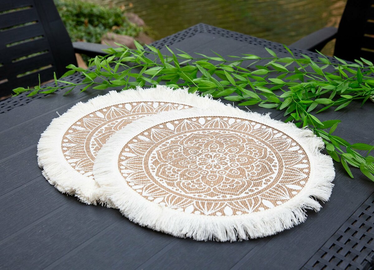 Bild 1 von Boho-Platzset aus Jute mit Fransen 38cm