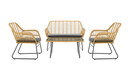 Bild 3 von Happy Home 4 tlg. Lounge Set HGS45-GRA helles Rattan mit Sitzkissen in grau