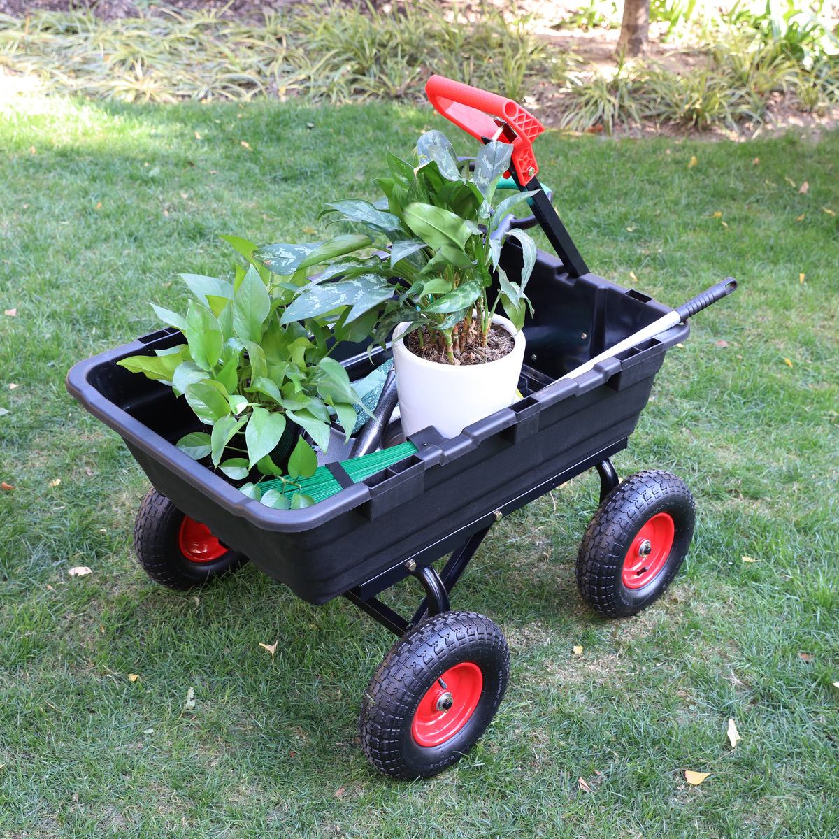 Bild 2 von GreenYard® Gartenwagen mit Kippfunktion, Volumen 65l,Tragkraft 550kg, Handwagen Bollerwagen