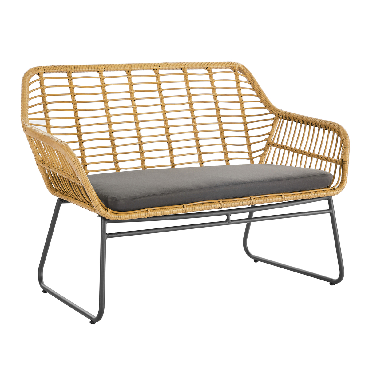 Bild 4 von Happy Home 4 tlg. Lounge Set HGS45-GRA helles Rattan mit Sitzkissen in grau