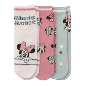 3 Paar Minnie Maus Socken im Motiv-Mix CREMEWEISS / HELLTÜRKIS / HIMBEER