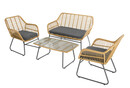 Bild 1 von Happy Home 4 tlg. Lounge Set HGS45-GRA helles Rattan mit Sitzkissen in grau