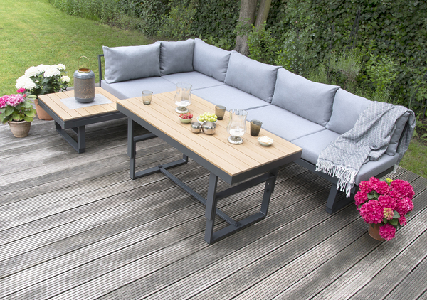 Bild 4 von bellavista - Home & Garden® "Largo", 2 in 1: Sonnenliege & Loungeset aus Aluminium, Anthrazit