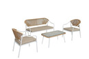 Bild 4 von Happy Home 4 tlg. Lounge Set HGS32-BEI helles Rattan mit Sitzkissen in beige