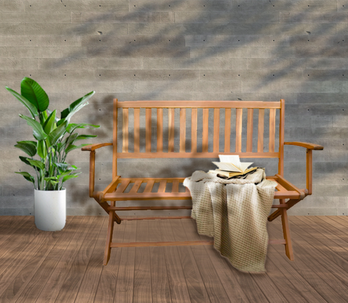 HC Garten & Freizeit 2Sitzer faltbare Gartenbank Sitzbank aus