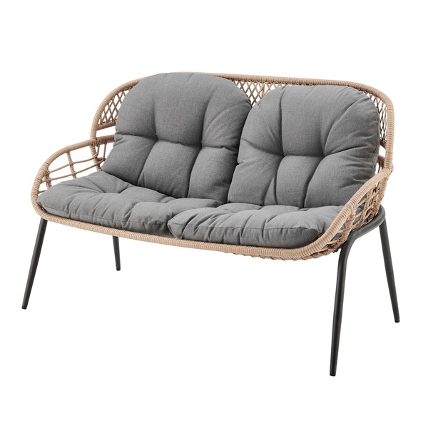 Bild 4 von Happy Home 4 tlg. Lounge Set HGS40-GRA helles Rattan mit Sitzkissen in grau