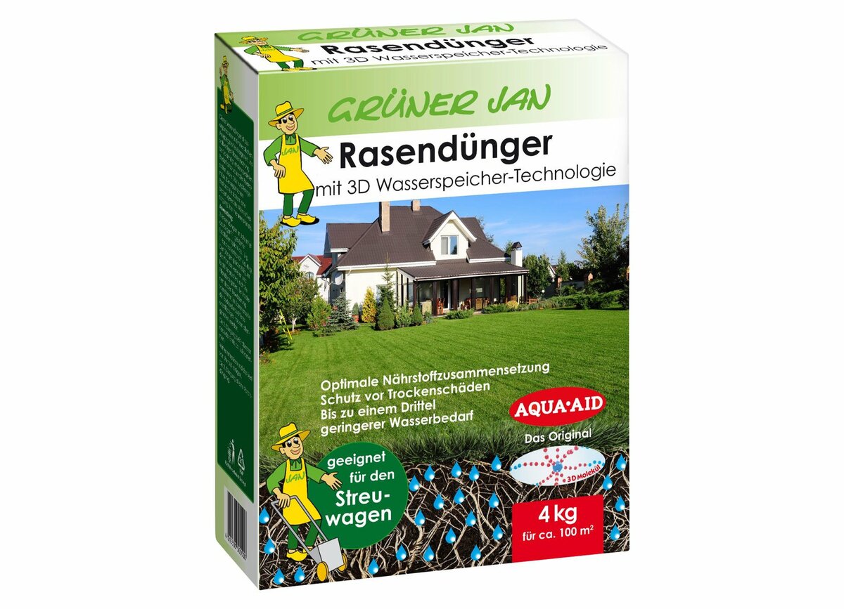 Grüner Jan Rasendünger mit 3D WasserspeicherTechnologie 4kg von Thomas