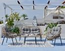 Bild 1 von Happy Home 4 tlg. Lounge Set HGS40-GRA helles Rattan mit Sitzkissen in grau