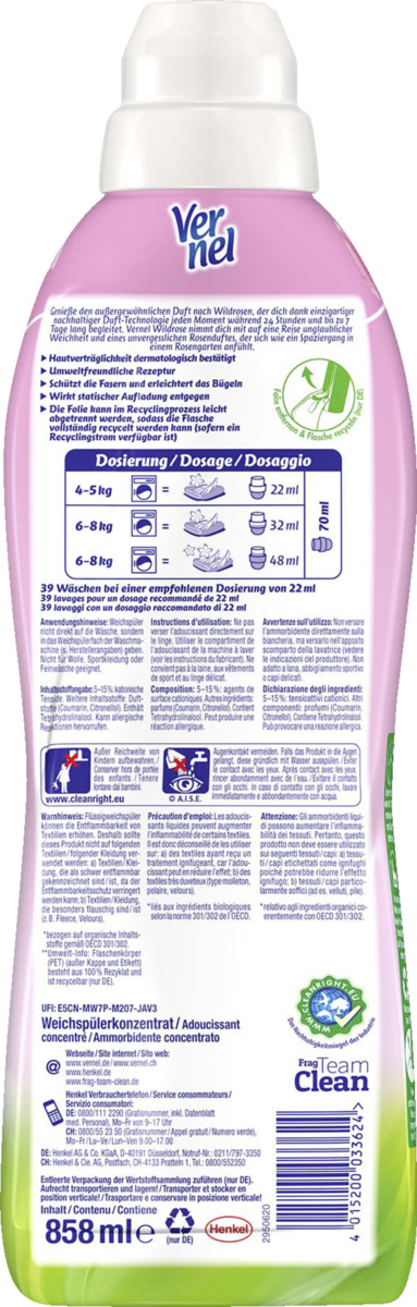 Bild 2 von Vernel Weichspüler Wildrose 39 WL