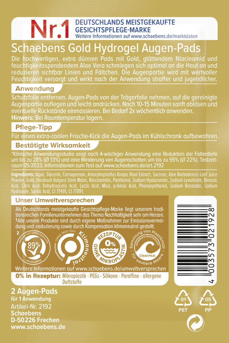 Bild 1 von Schaebens Gold Hydrogel Augen-Pads
