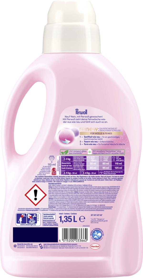 Bild 2 von Perwoll Renew Feinwaschmittel f. Wolle & Feines flüssig 27 WL