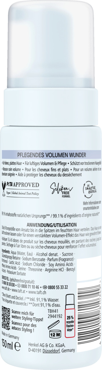 Bild 2 von Taft Leichter Pflegender Schaum Pflegendes Volumen Wunder