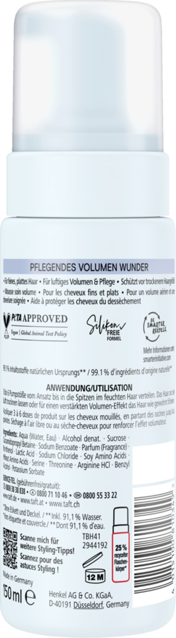 Bild 2 von Taft Leichter Pflegender Schaum Pflegendes Volumen Wunder