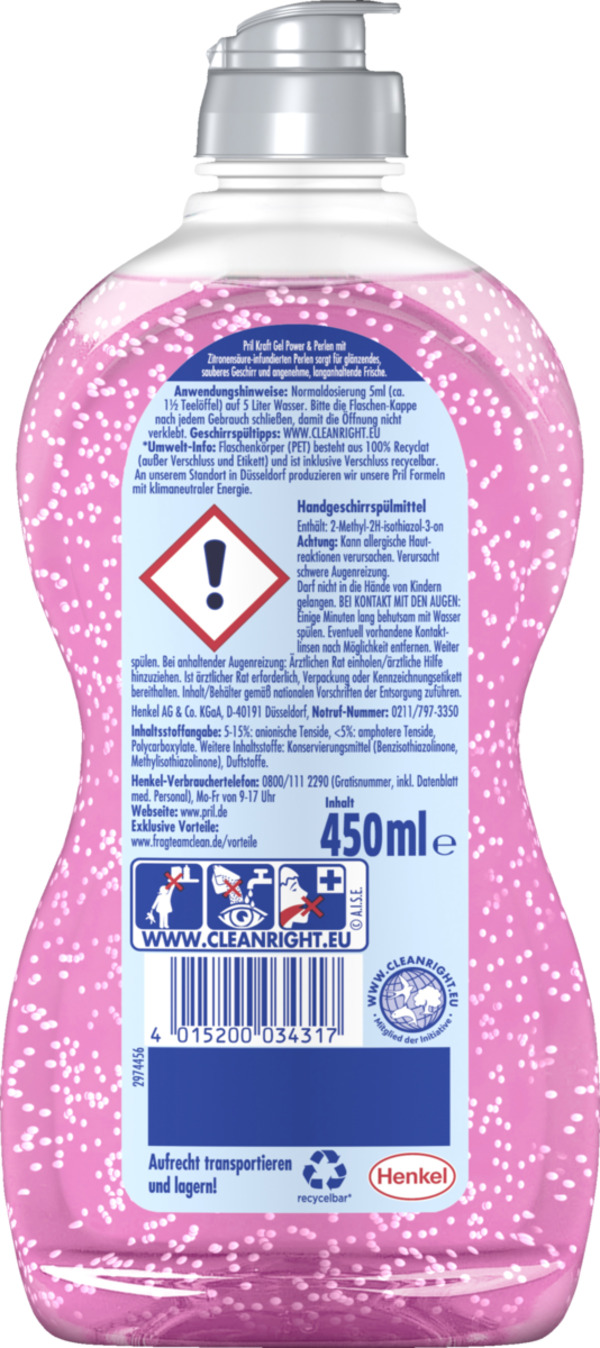 Bild 2 von Pril Kraftgel Power & Perlen Handspülmittel Granatapfel & Orangenblüte