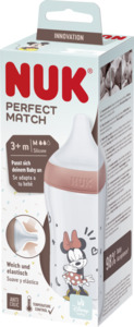 NUK Perfect Match Babyflasche Minnie Mouse mit Temperature Control, ab 3 Monate, 260 ml