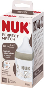 NUK Perfect Match Babyflasche Herz mit Temperature Control, ab 0 Monate, 150 ml