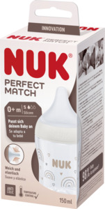 NUK Perfect Match Babyflasche Regenbogen mit Temperature Control, ab 0 Monate, 150 ml
