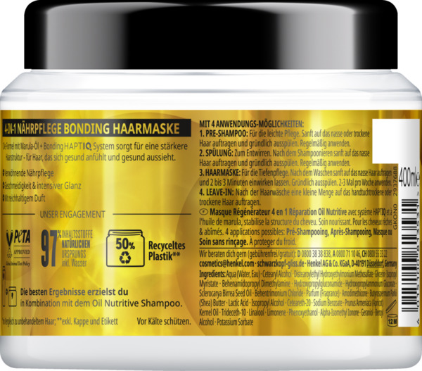 Bild 2 von Gliss Oil Nutritive Nährpflege 4-in-1 Bonding Haarmaske