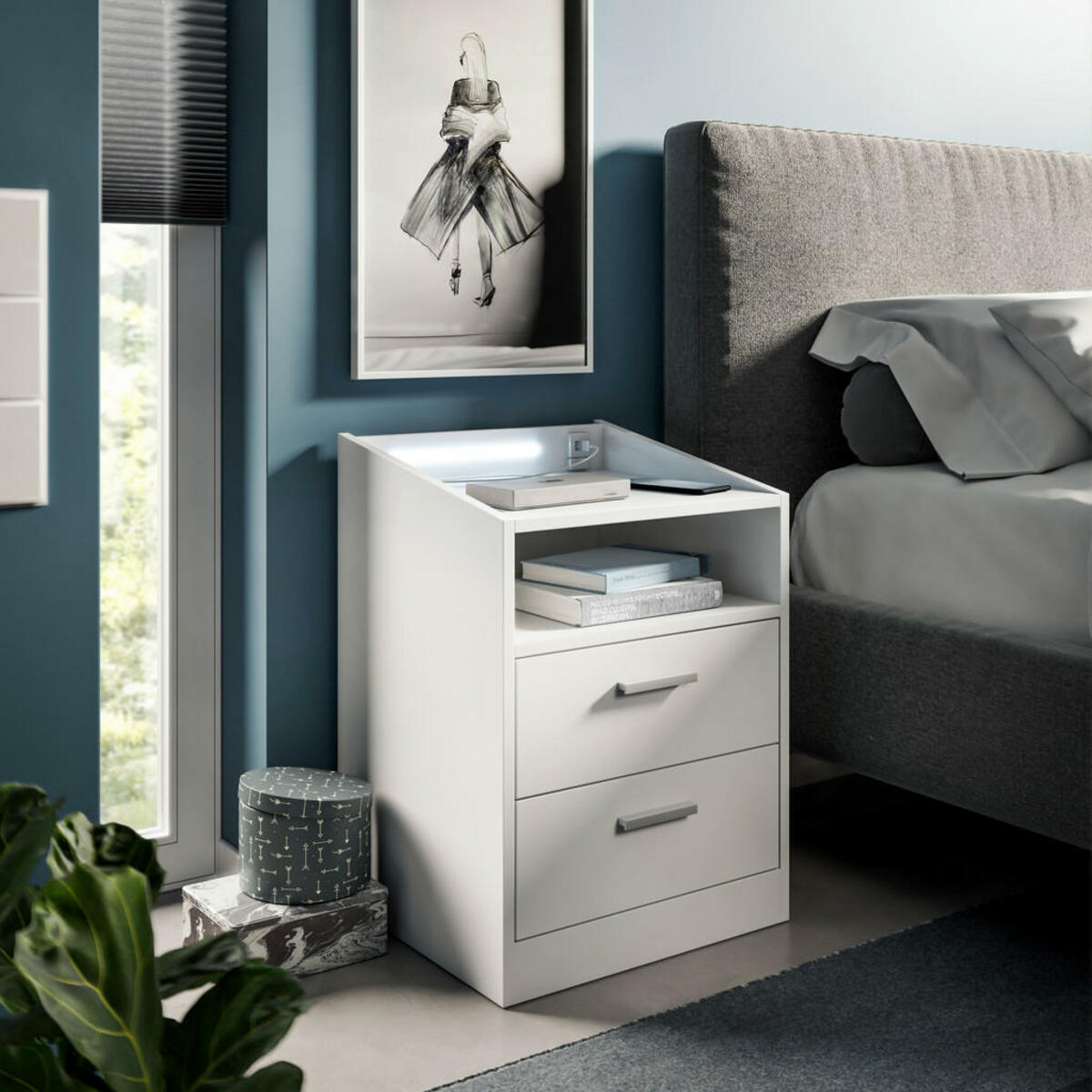 Bild 1 von Nachtkonsole Lumo weiß B/H/T: ca. 46x67x42 cm