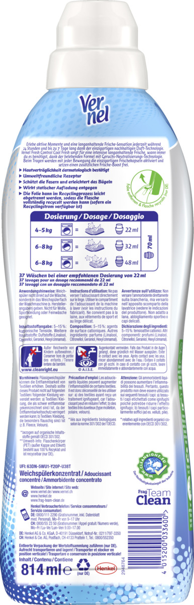 Bild 2 von Vernel Weichspüler Fresh Control Cool Fresh 37 WL
